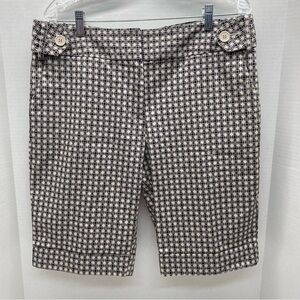 Bamboo Traders Womens Black & Cream Patterned Shorts Size 14 Bermuda Length